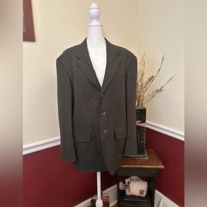 Oscar de la Renta Men’s Dark Green Brown and Black Sports Coat Blazer